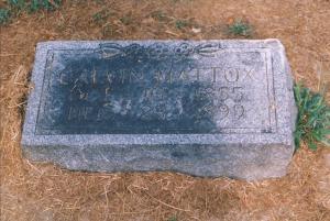 Headstone for Calvin Mattox, Sanders Cemetery, Clay County, IN.